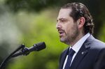 Saad Hariri, Lebanon's prime minister, left, speaks during a joint press conference with U.S. President Donald Trump, not pictured, in the Rose Garden of the White House in Washington, D.C., U.S., on Tuesday, July 25, 2017. Trump said he's disappointed with Attorney General Jeff Sessions for recusing himself from investigations of Russian interference in the 2016 election, and that &quot;time will tell&quot; if the nation's top law enforcement officer remains in his job.