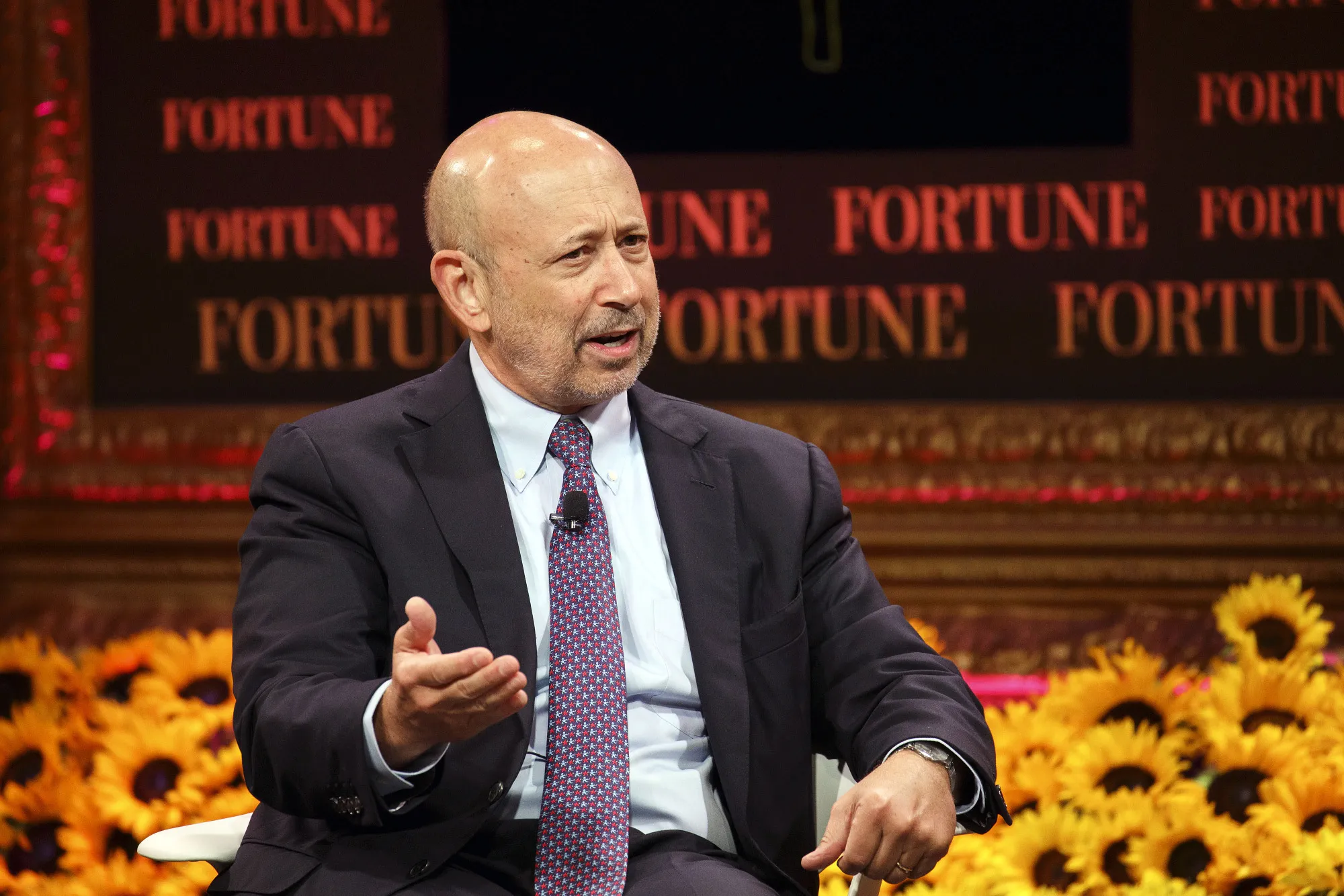 Lloyd Blankfein, chairman and chief executive officer of the Goldman Sachs Group Inc., speaks during the Fortune Most Powerful Women Summit in Dana Point, California, U.S., on Tuesday, Oct. 18, 2016. The summit gathers the preeminent women in business—along with select leaders in government, philanthropy, education and the arts—for wide-ranging conversations and features one-on-one interviews, panel discussions, interactive breakout sessions and high-level networking. Photographer: Patrick T. Fallon/Bloomberg
