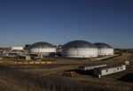 TC Energy oil storage tanks are seen in Hardisty, Alberta, Canada.