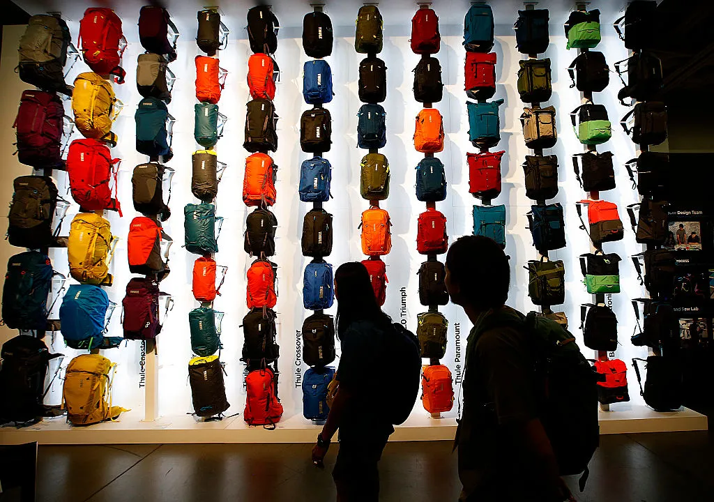 Backpacks as far as the eye can see.
