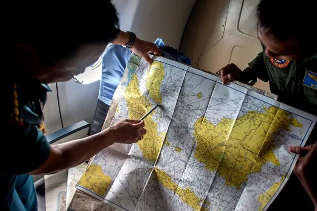 Indonesian army personnel during a search and rescue operation for missing AirAsia flight QZ8501 over the Java Sea on Dec. 29.