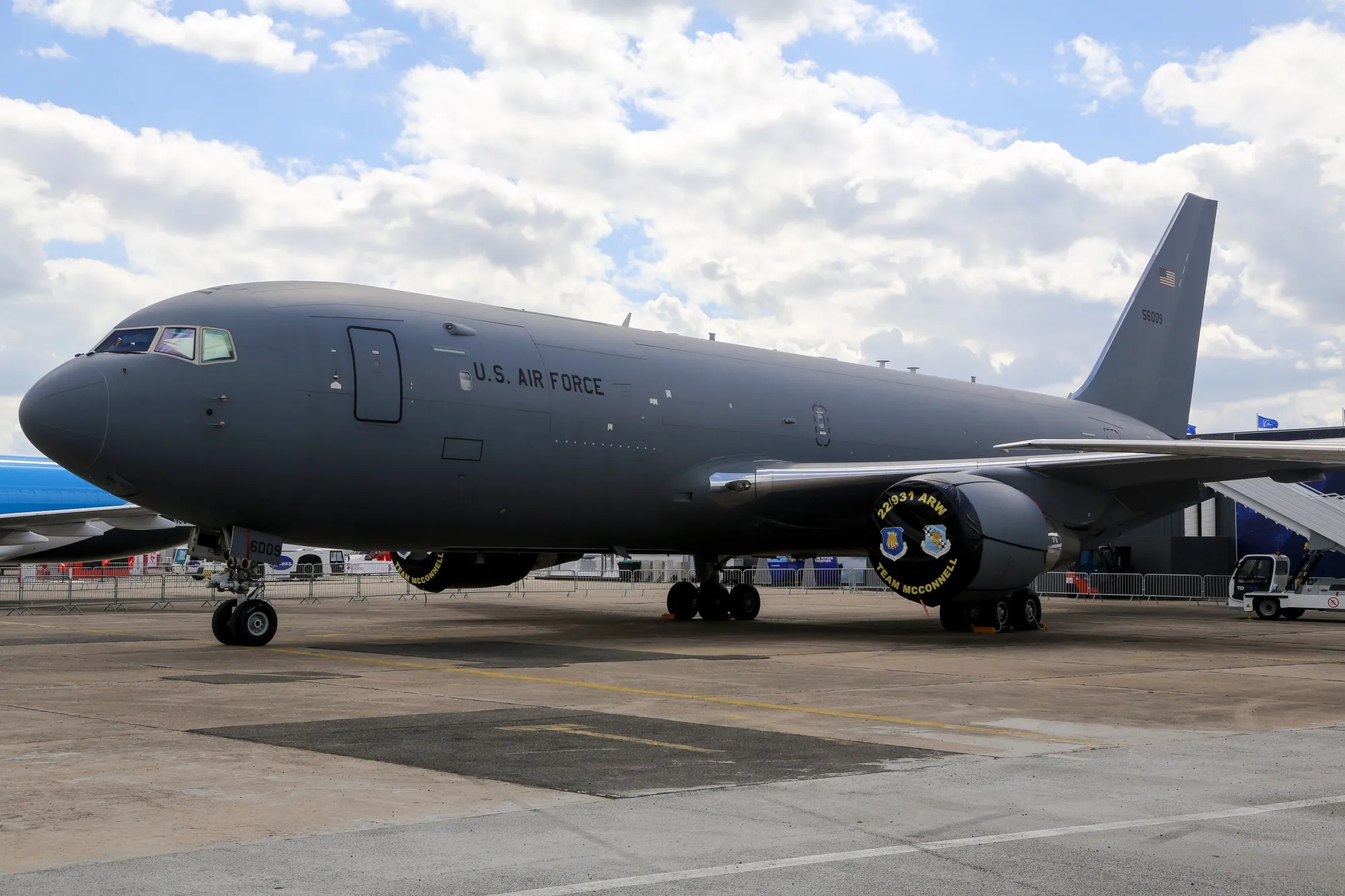 The Boeing KC-46 Pegasus military aerial refueling aircraft.