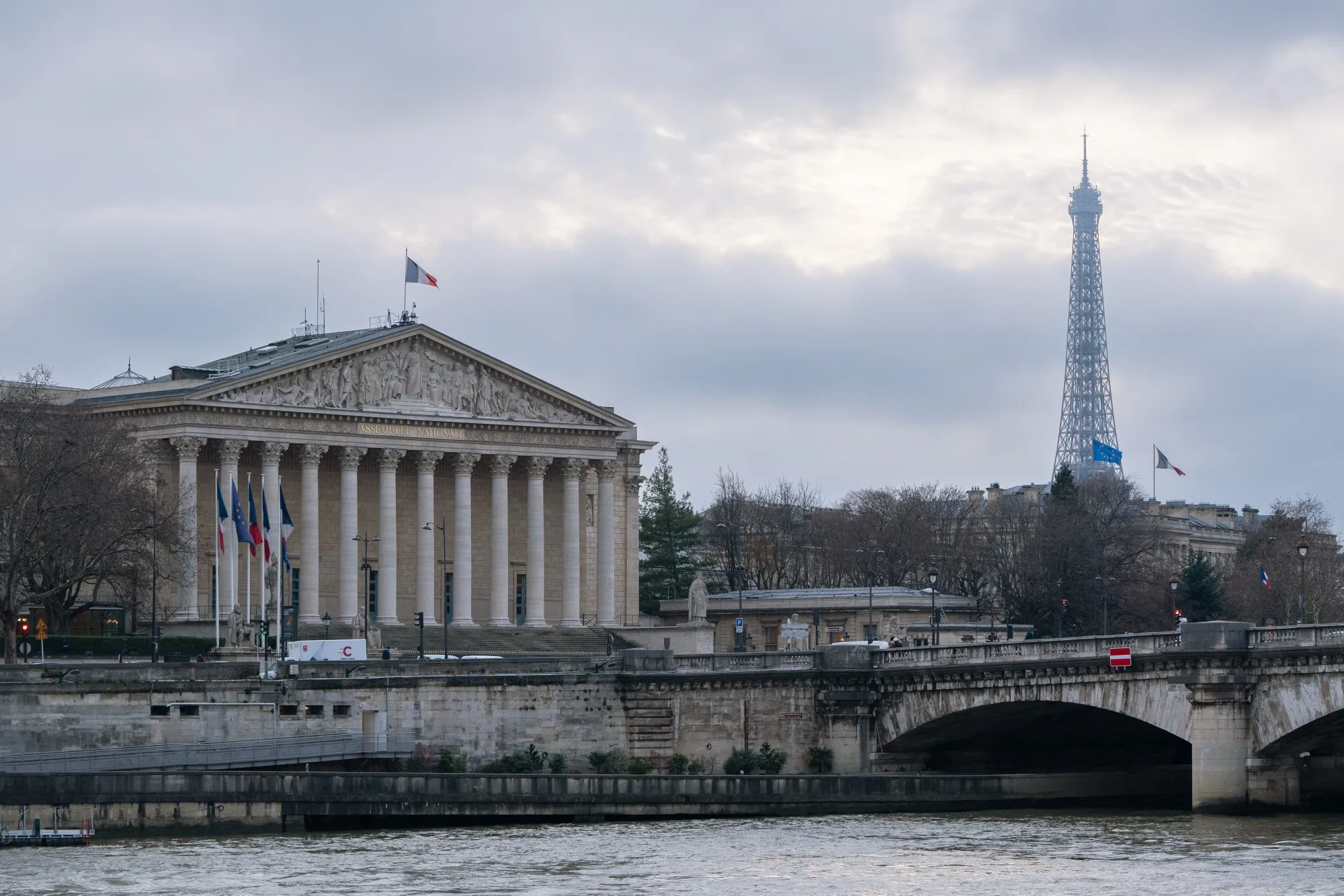 The National Assembly and the Eiffel Tower&nbsp;in Paris.