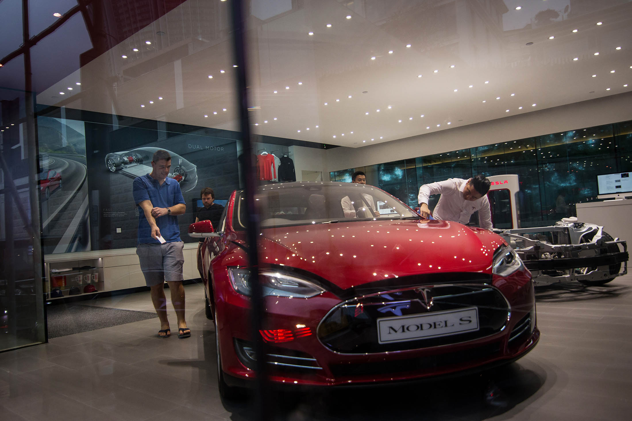 Tesla showroom in Hong Kong.
