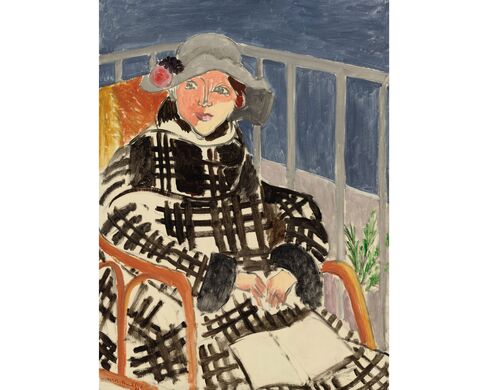 Henri Matisse, Mlle. Matisse en manteau écossais, 1918