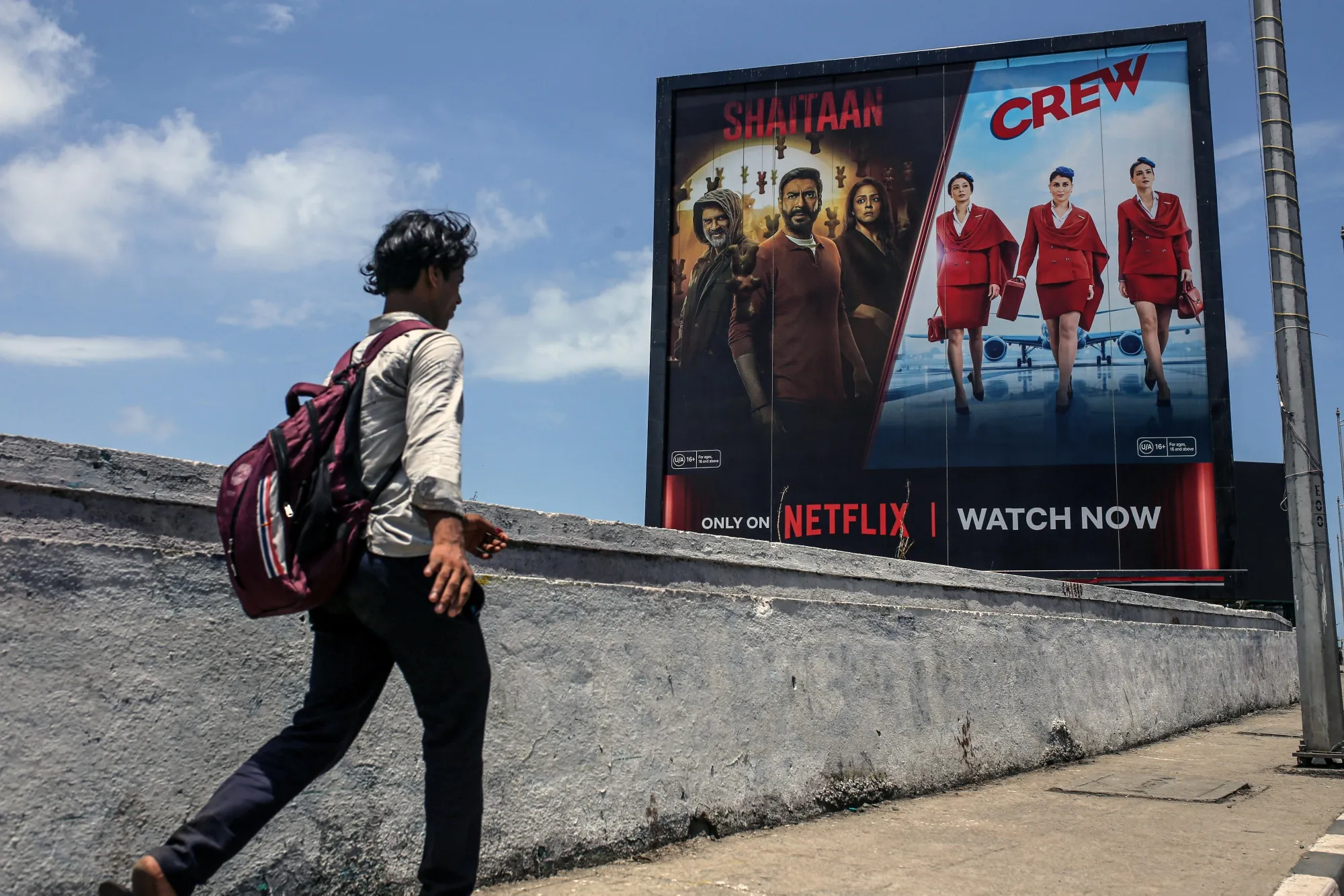 A billboard advertising Netflix shows in Mumbai.