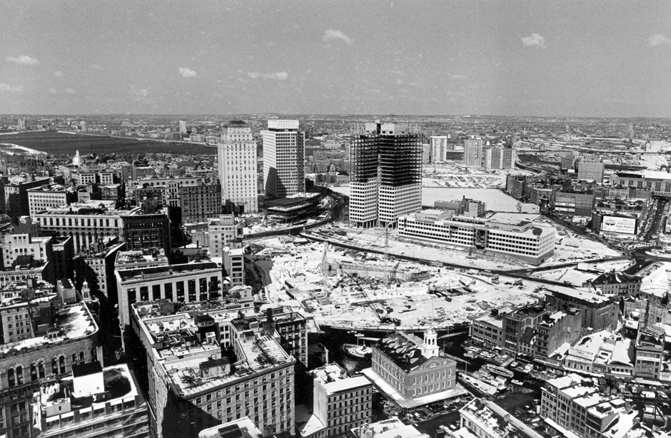 One of Logue's most ambitious efforts, the creation of Government Center in Boston, seen under construction in 1965.