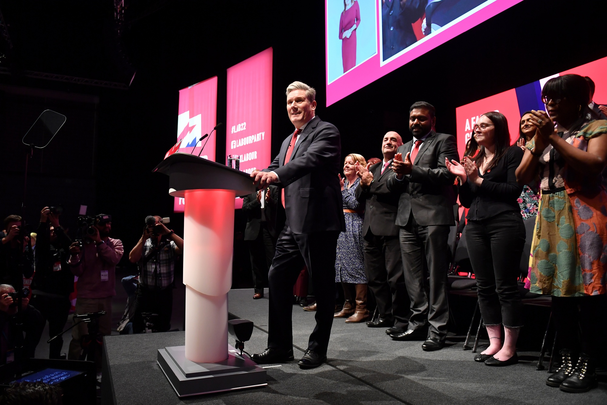 Keir Starmer delivers his keynote speech during the party's annual conference in Liverpool.