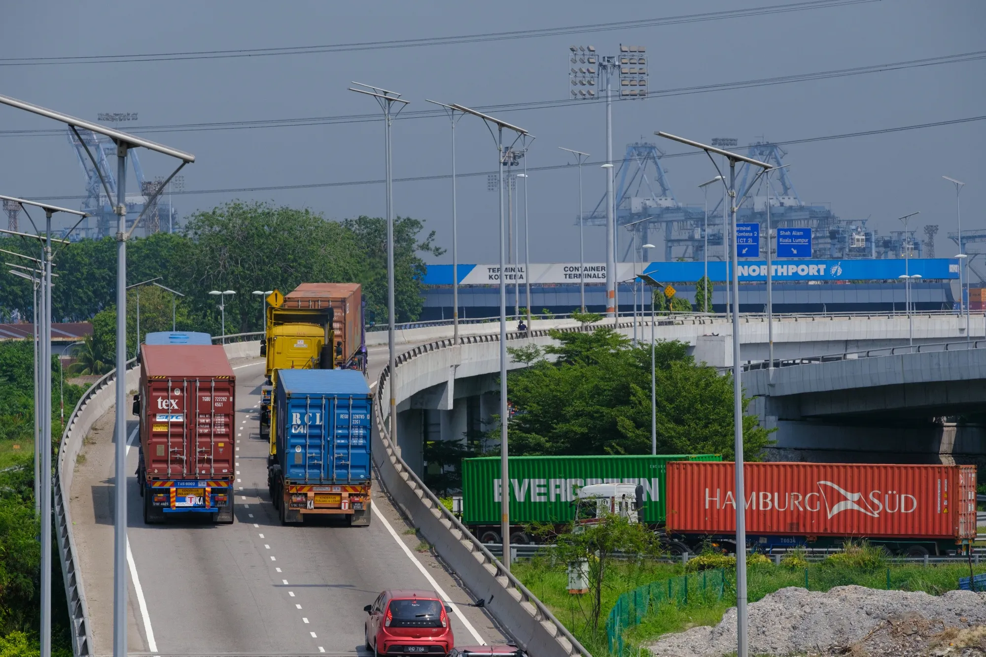 Container trailers near Northport in Port Klang,&nbsp;Malaysia.