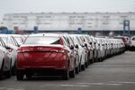 Toyota Motor Corp. Yaris vehicles bound for shipment at the Nagoya Port in Nagoya, Aichi Prefecture, Japan.