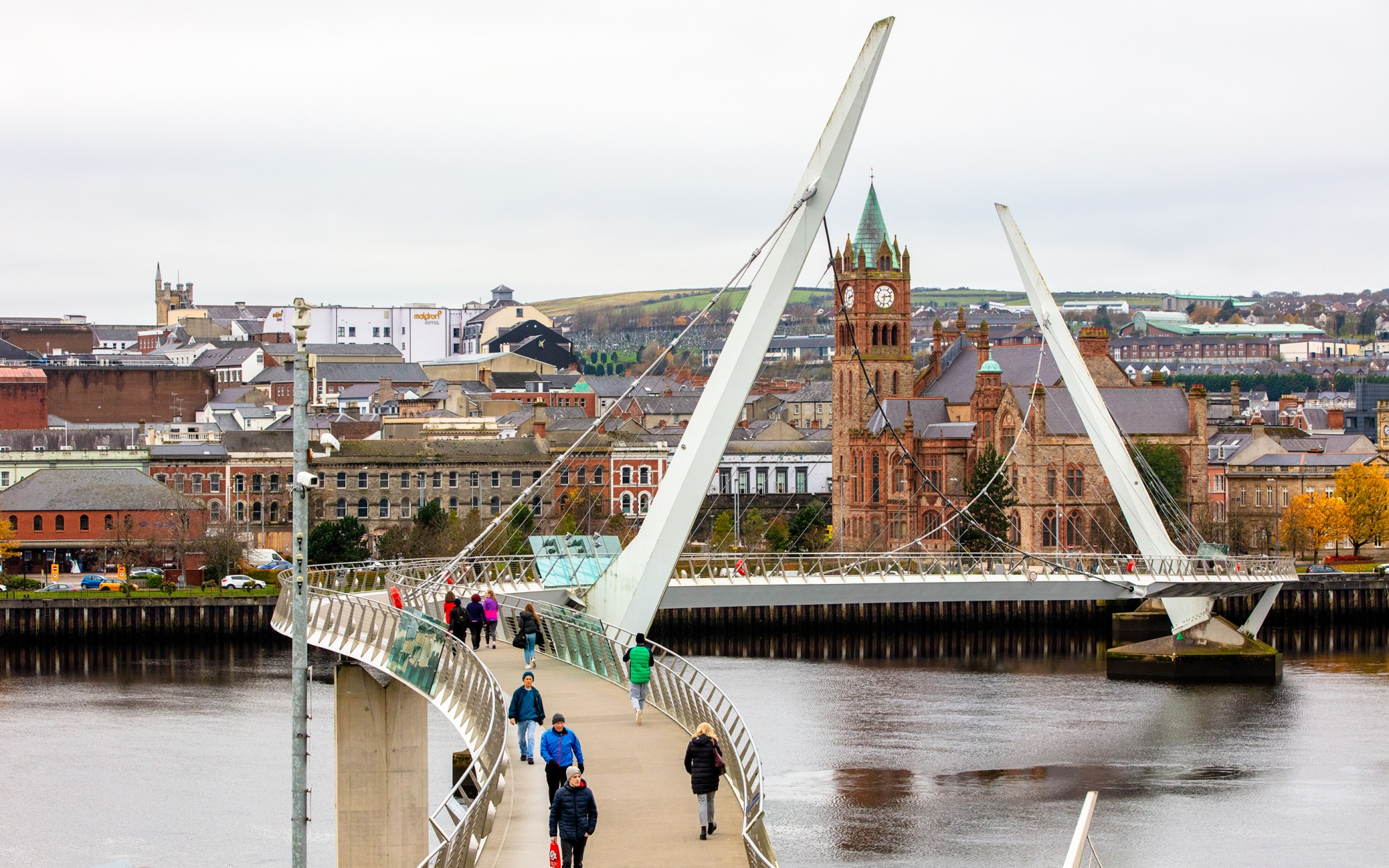 The Peace Bridge spans&nbsp;the River Foyle in Derry, Northern Ireland.
