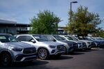New Mercedes-Benz GLE vehicles for sale at a Mercedes-Benz dealership in Tucson, Arizona, US, on Tuesday, April 1, 2025. Mercedes-Benz Group AG is considering withdrawing its least expensive cars from the US because President Donald Trump's auto tariffs would likely make their sales economically unfeasible. Photographer: Eric Thayer/Bloomberg