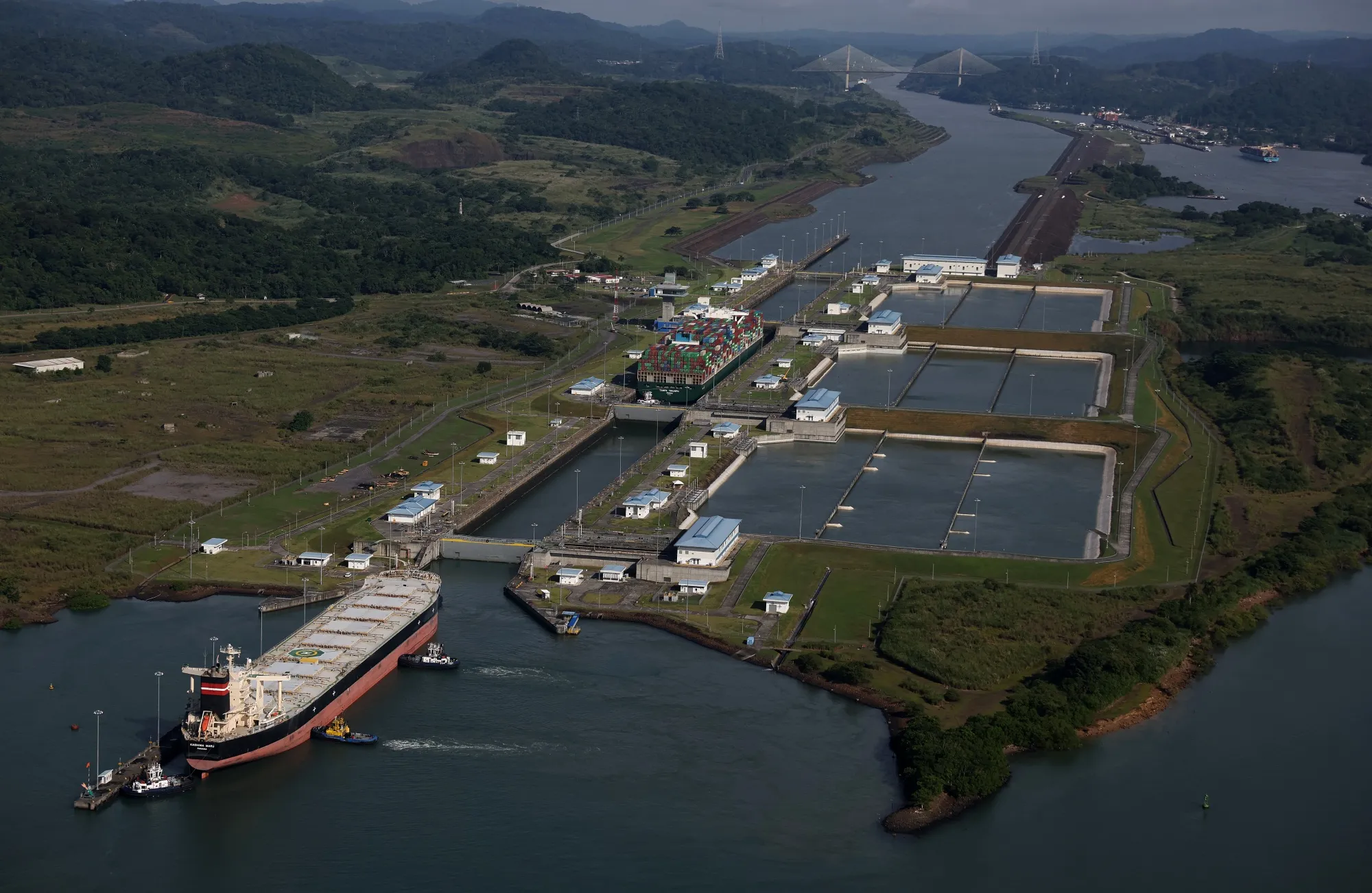 The Miraflores Locks in the Panama Canal