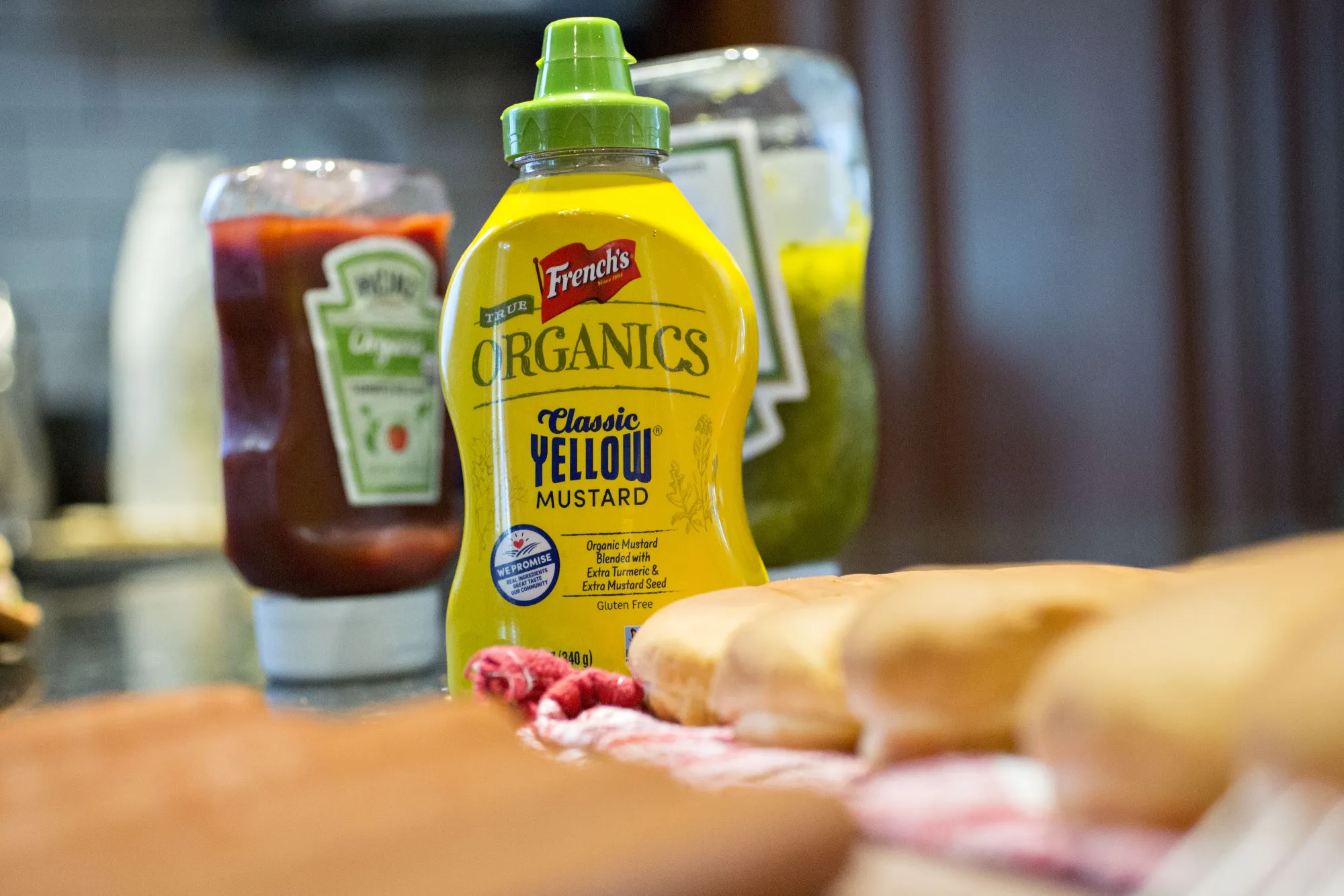 A bottle of McCormick & Co. French's brand organic yellow mustard is arranged for a photograph in Tiskilwa, Illinois, U.S., on Sunday, Sept. 24, 2017. McCormick & Co. is scheduled to release earnings figures on September 28.