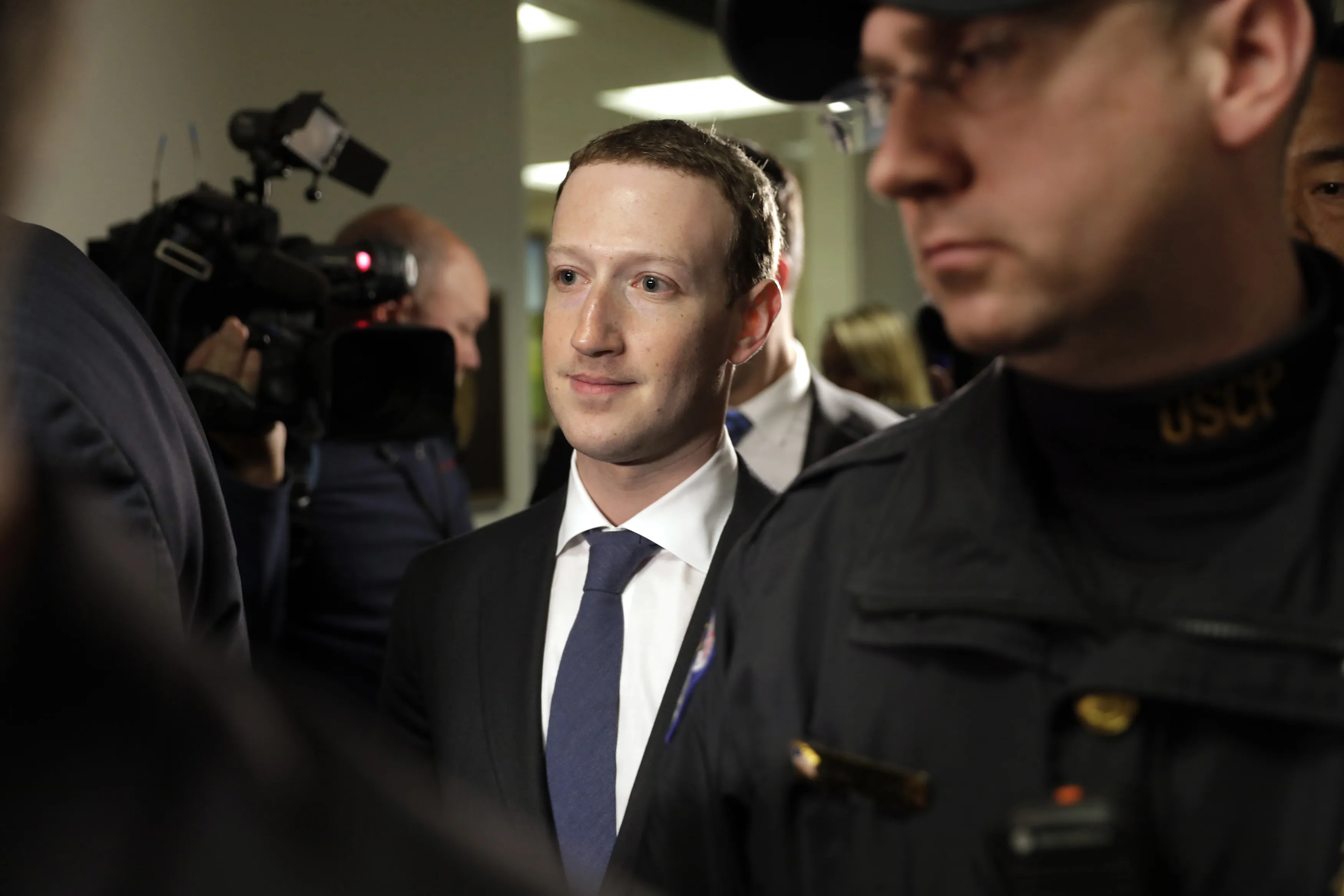 Mark Zuckerberg, chief executive officer and founder of Facebook Inc., on Capitol Hill in Washington, D.C. in 2018.&nbsp;