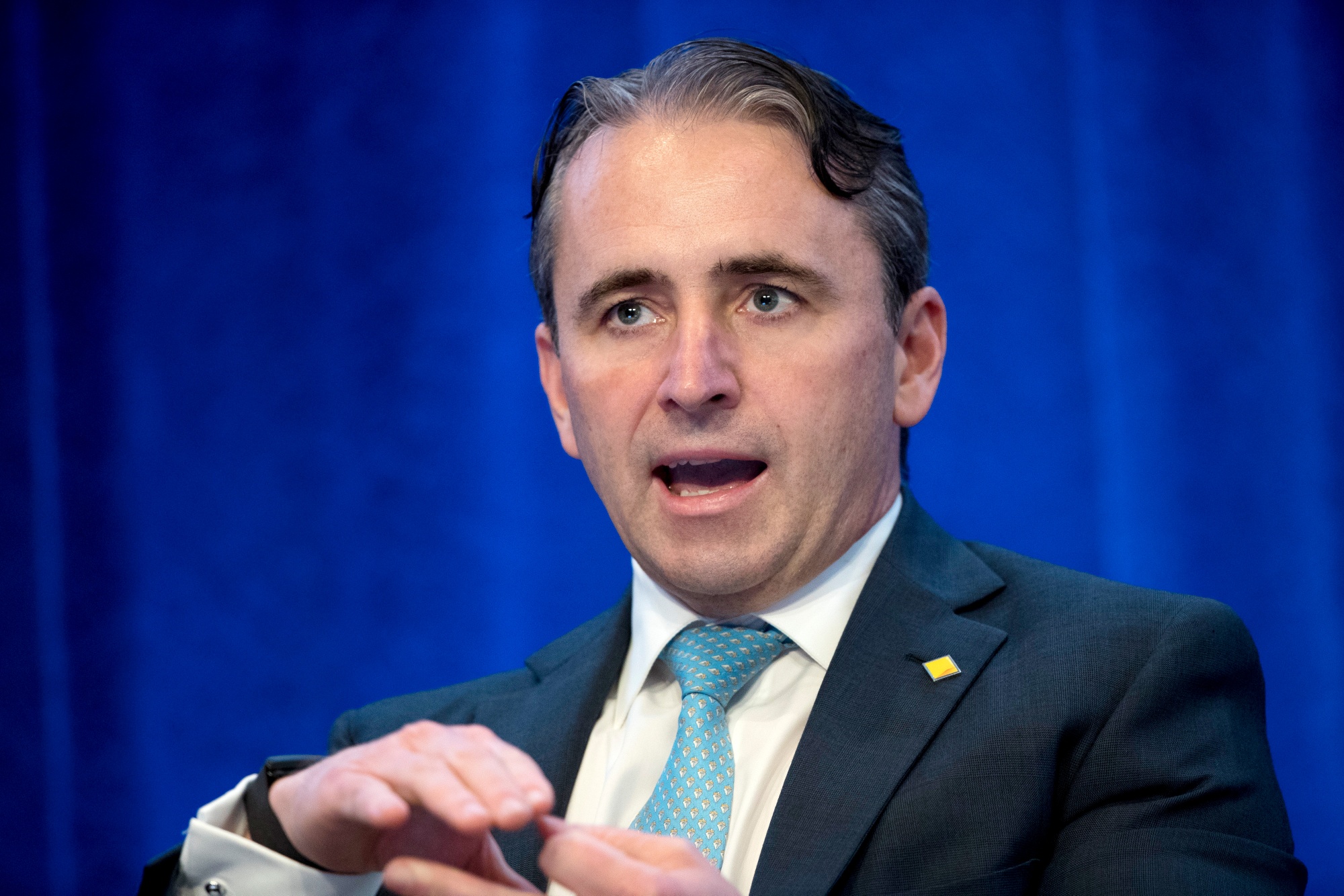 Matt Comyn, chief executive officer of Commonwealth Bank of Australia, during the Financial Review Banking Summit in Sydney, Australia, on Tuesday, March 18, 2025. The summit runs through today. Photographer: Brent Lewin/Bloomberg