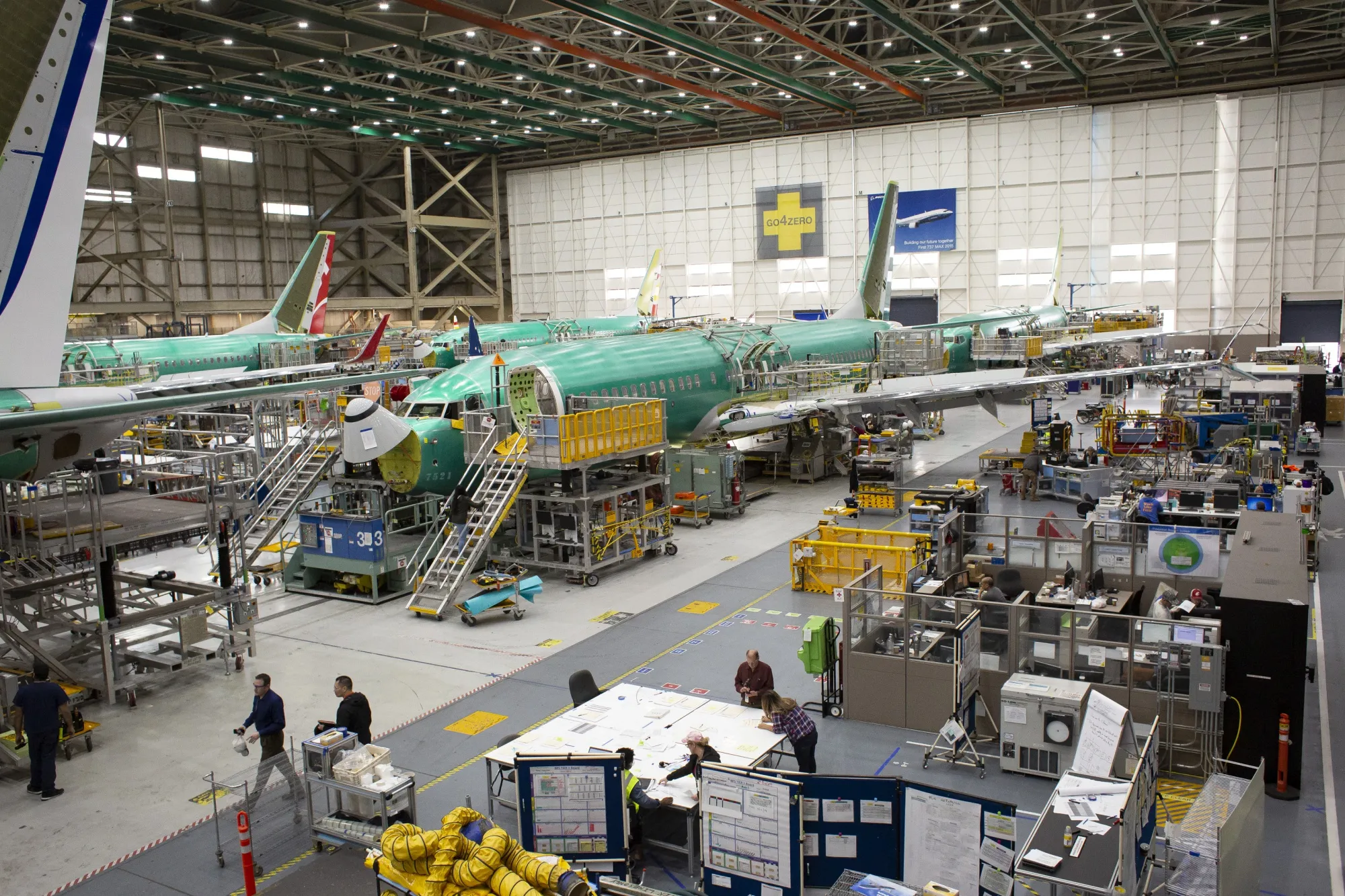 A Boeing Co. 737 Max airplane at the company's manufacturing facility in Renton, Washington.
