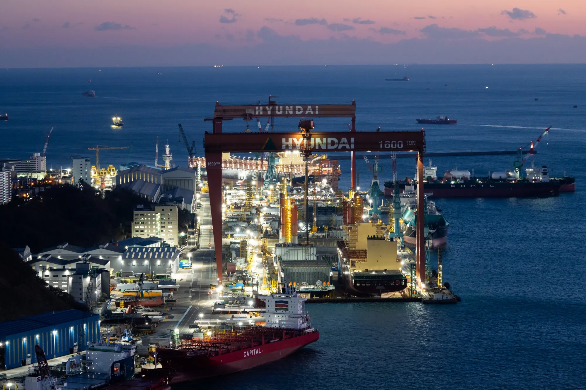 Ships under construction at a shipyard in Ulsan, South Korea.
