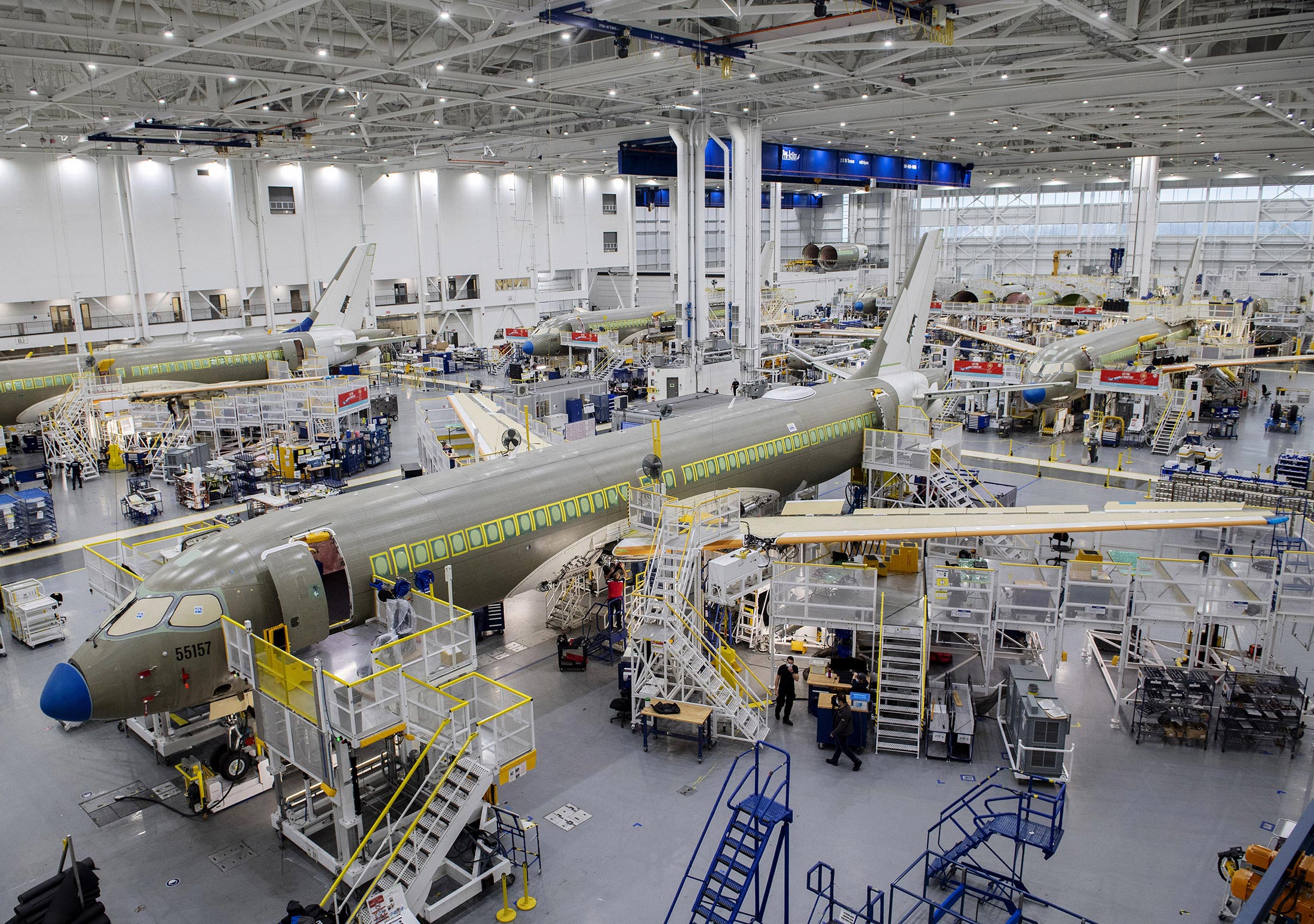 Airbus has added production space at its A220 plant in Mirabel, Quebec, as it ramps up production.