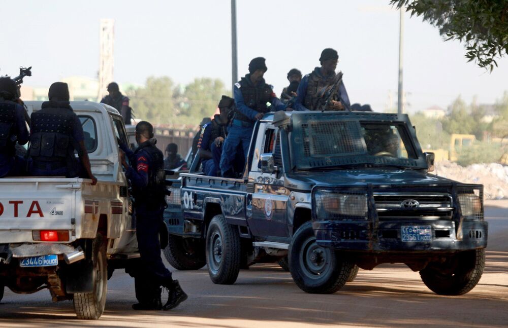 Security measures are taken around the court house during the trial of Omar al-Bashir, in Khartoum, Dec. 14.