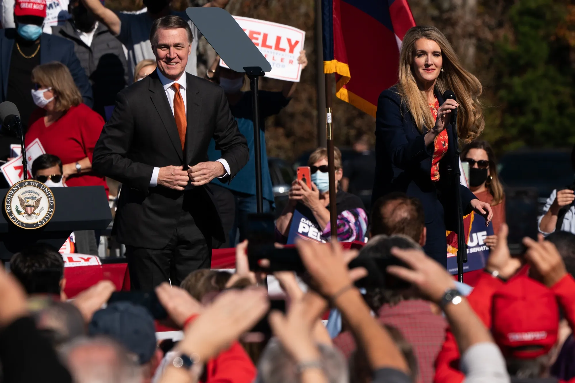 Kelly Loeffler and David Perdue at a campaign stop in Canton, Georgia.