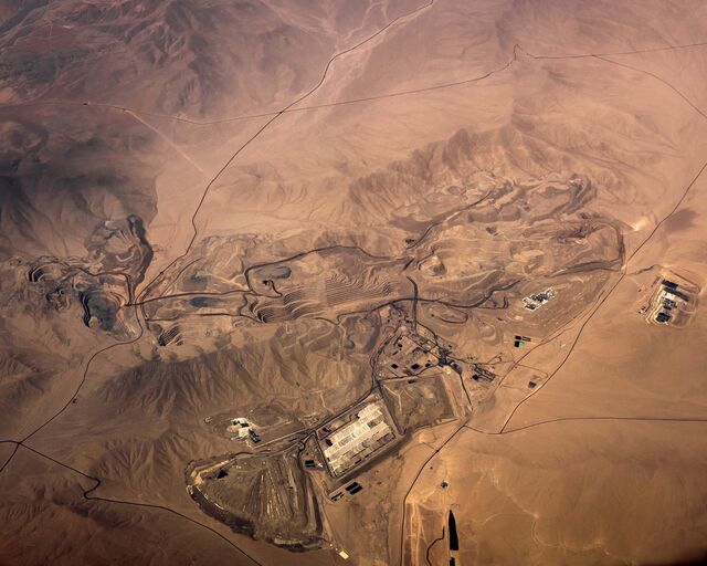 An aerial view of a mine in the Atacama.