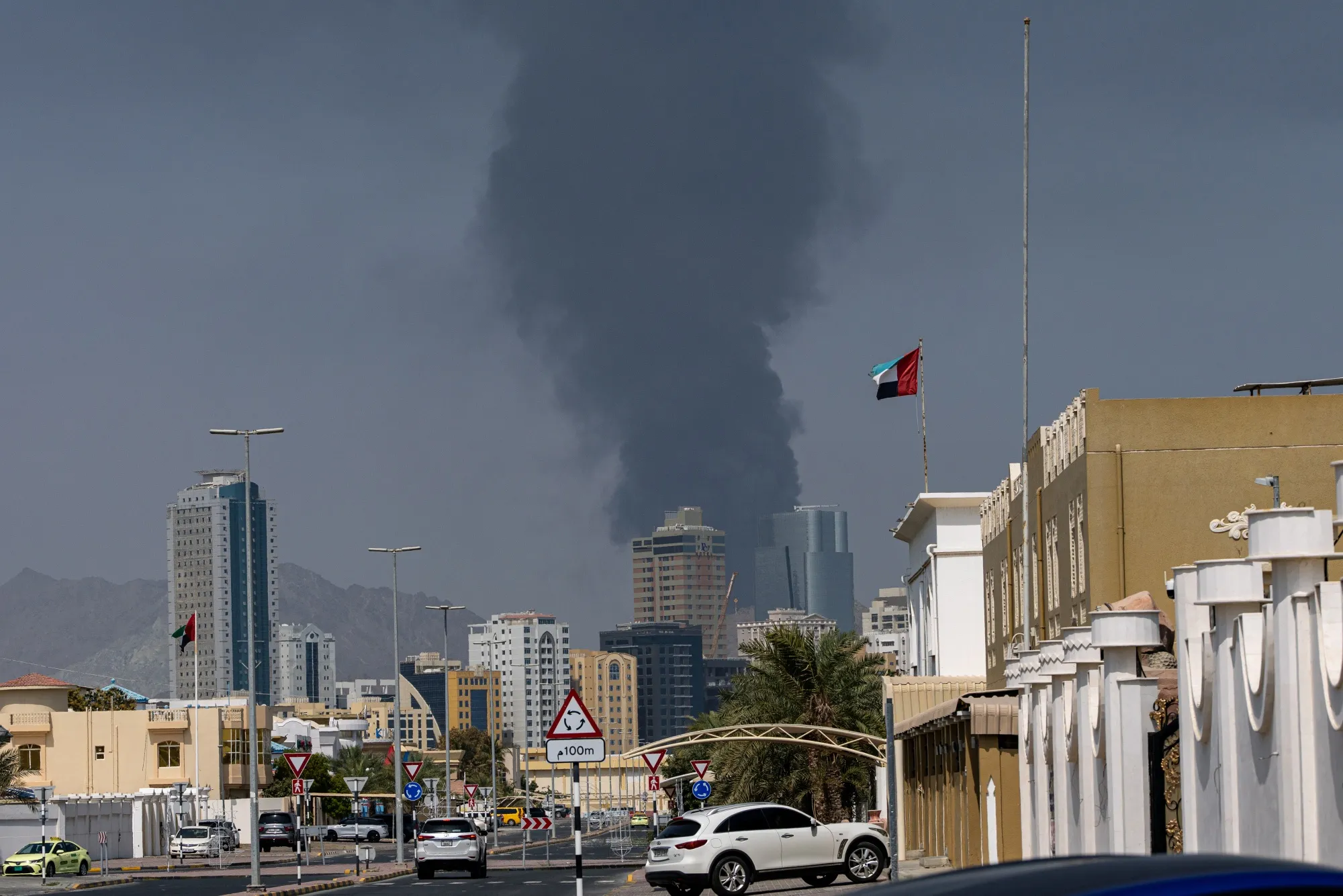 Smoke rises after an explosion in the UAE, on Tuesday, March 3, 2026.