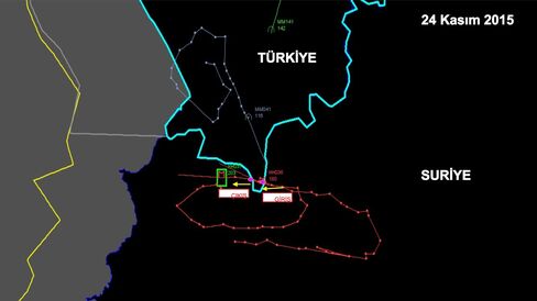 Reported flight path of Russian jet