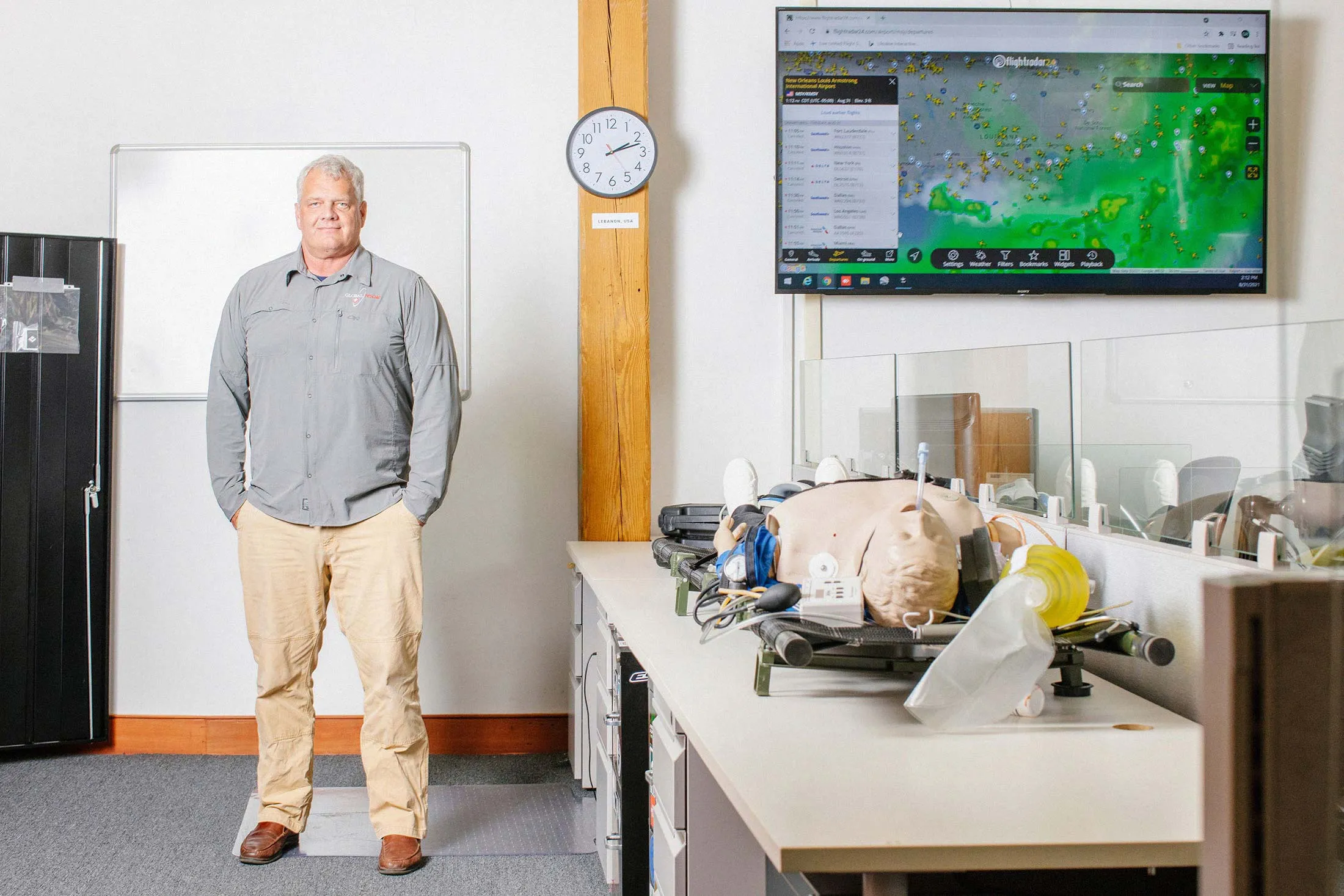 Onetime Navy SEAL Harding Bush in Global Rescue’s Lebanon, N.H., command center.