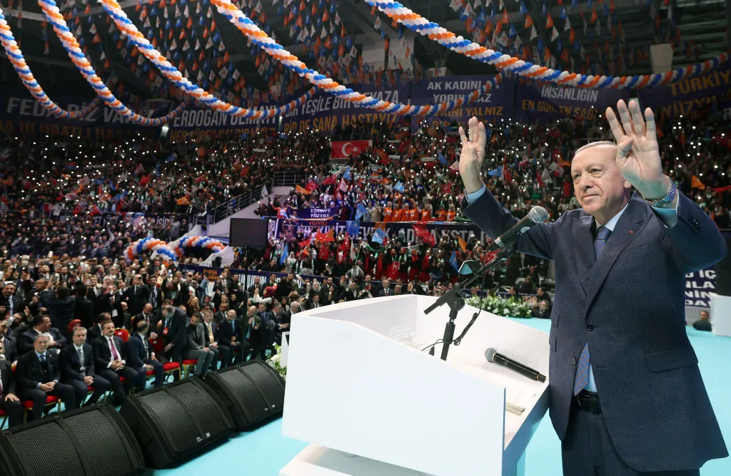 Recep Tayyip Erdogan attends the Justice and Development Party's 8th Ordinary Provincial Congress in Bursa, on Dec.&nbsp;28.