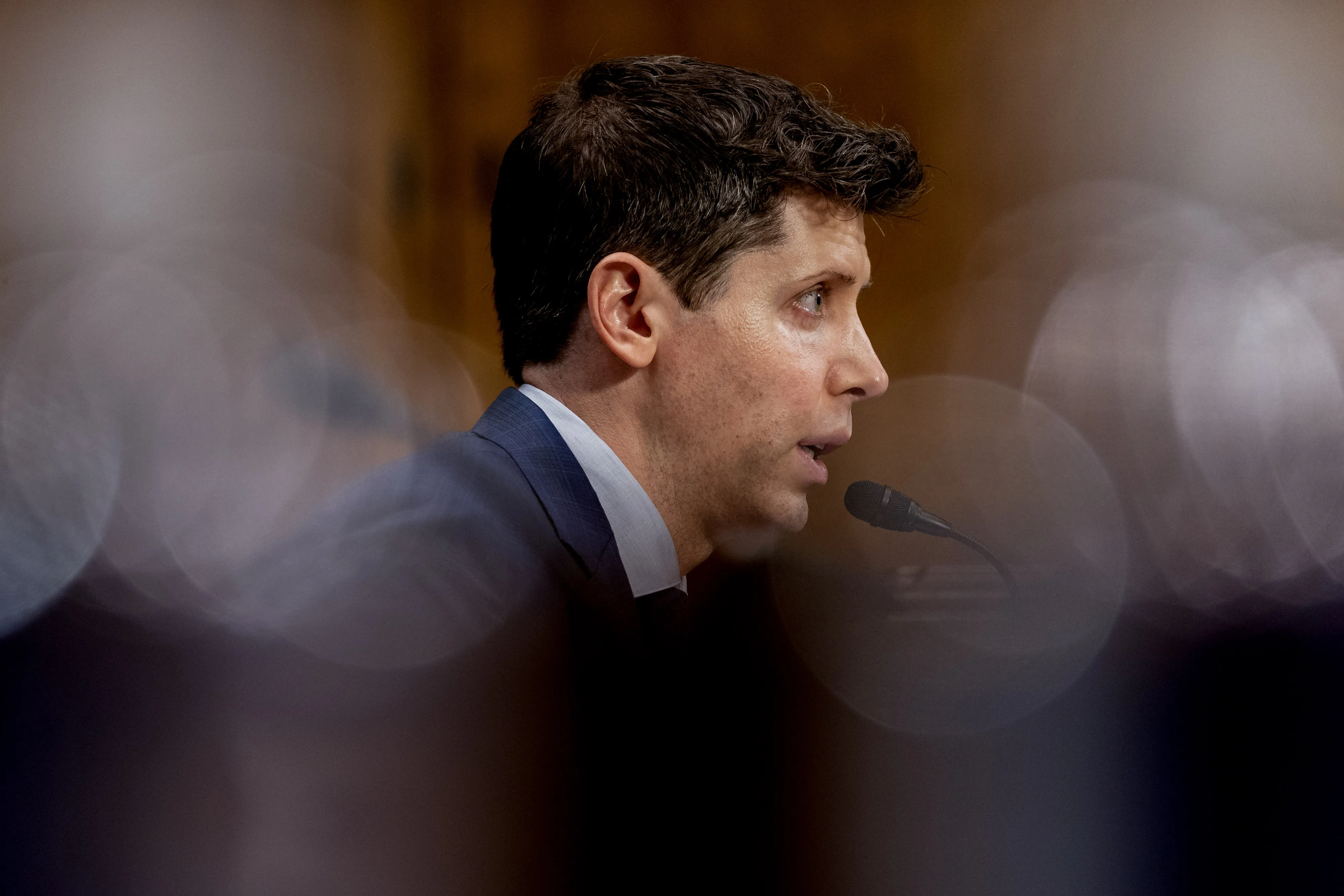 Sam Altman, chief executive officer of OpenAI, speaks during a US Senate hearing.