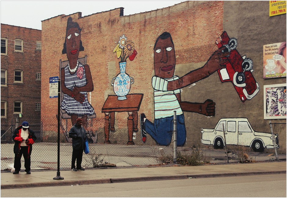 A mural in the Chatham neighborhood on the South Side of Chicago. The city is one of the most racially and economically segregated in America. 