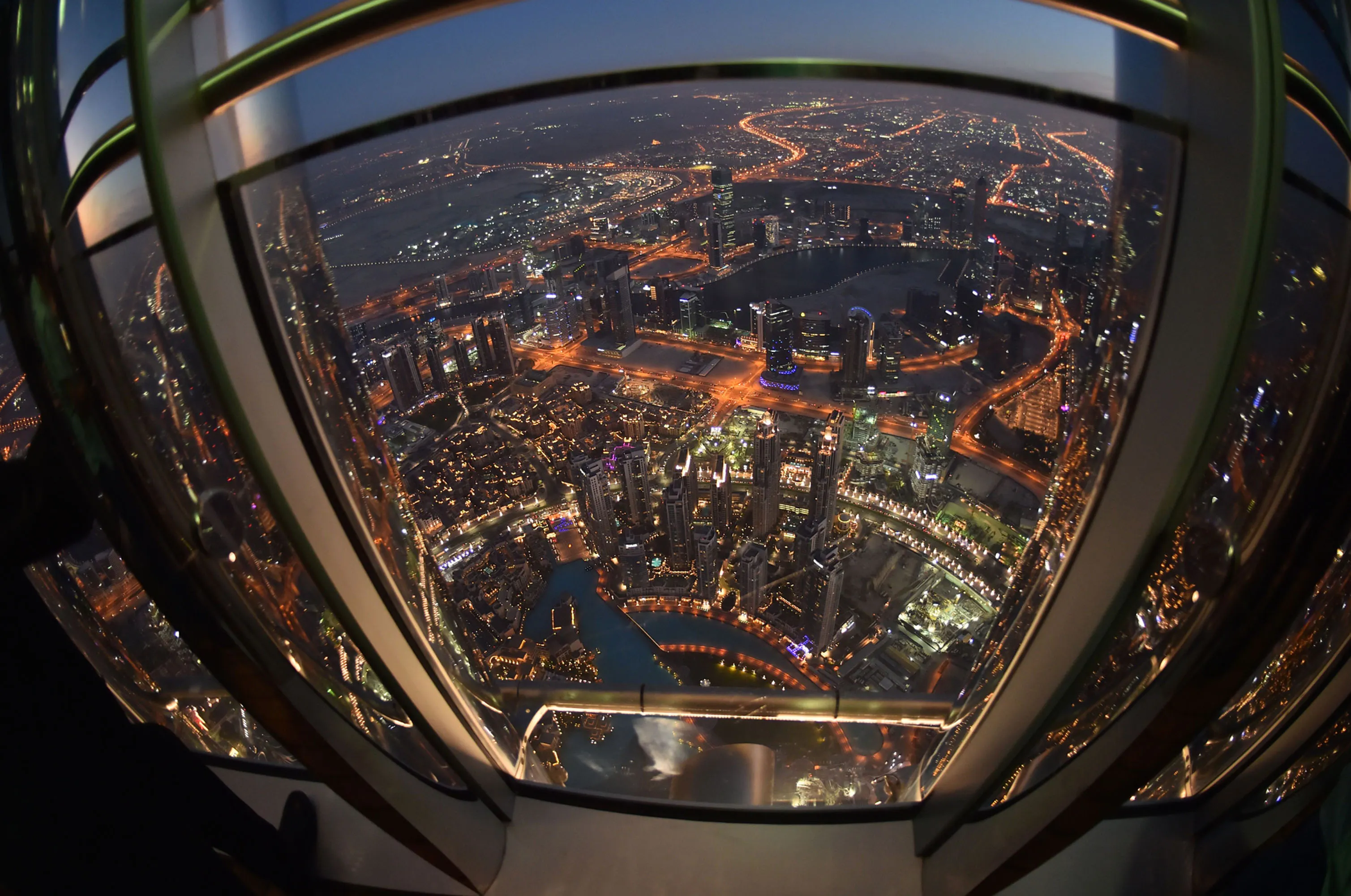 The skyline of Dubai is pictured from the Burj Khalifa.