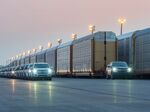 An all-electric Ford F-150 prototype towing more than 1.25 million pounds of rail cars and trucks during a test.