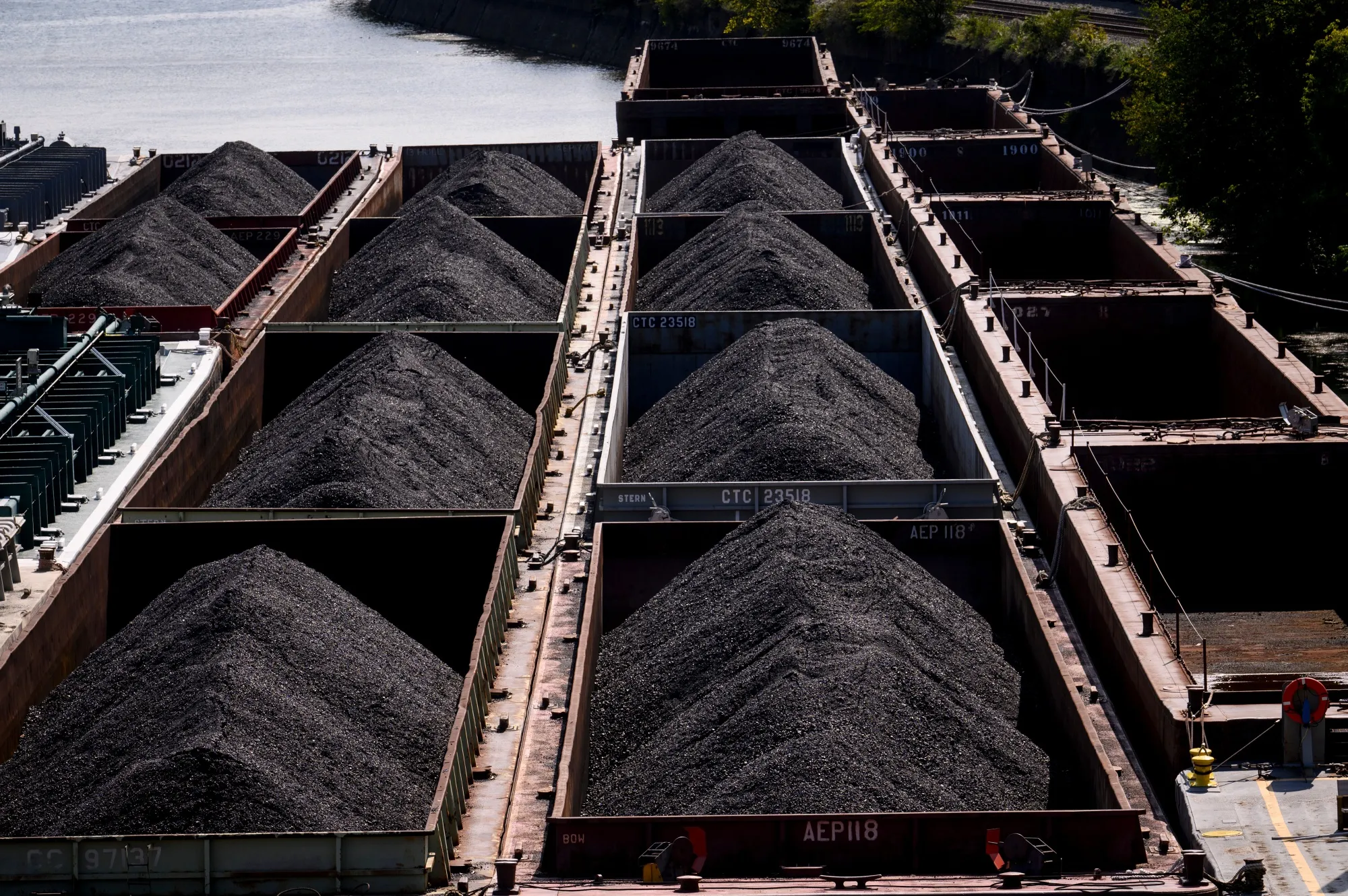 Coal on barges in Pittsburgh.