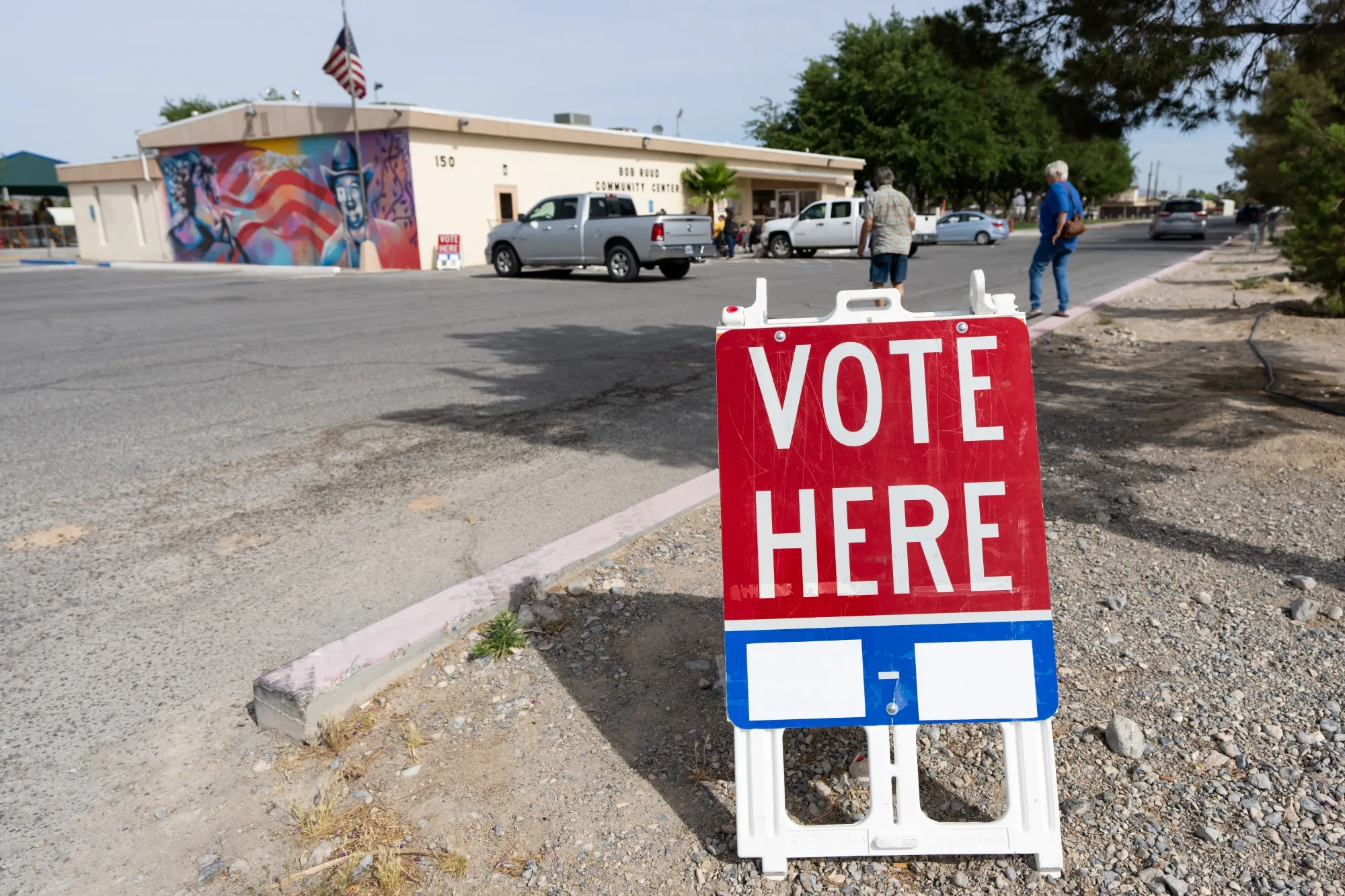 Voters in Nye County arrives on the first day of early voting&nbsp;in Pahrump, Nevada, on&nbsp;May 28.