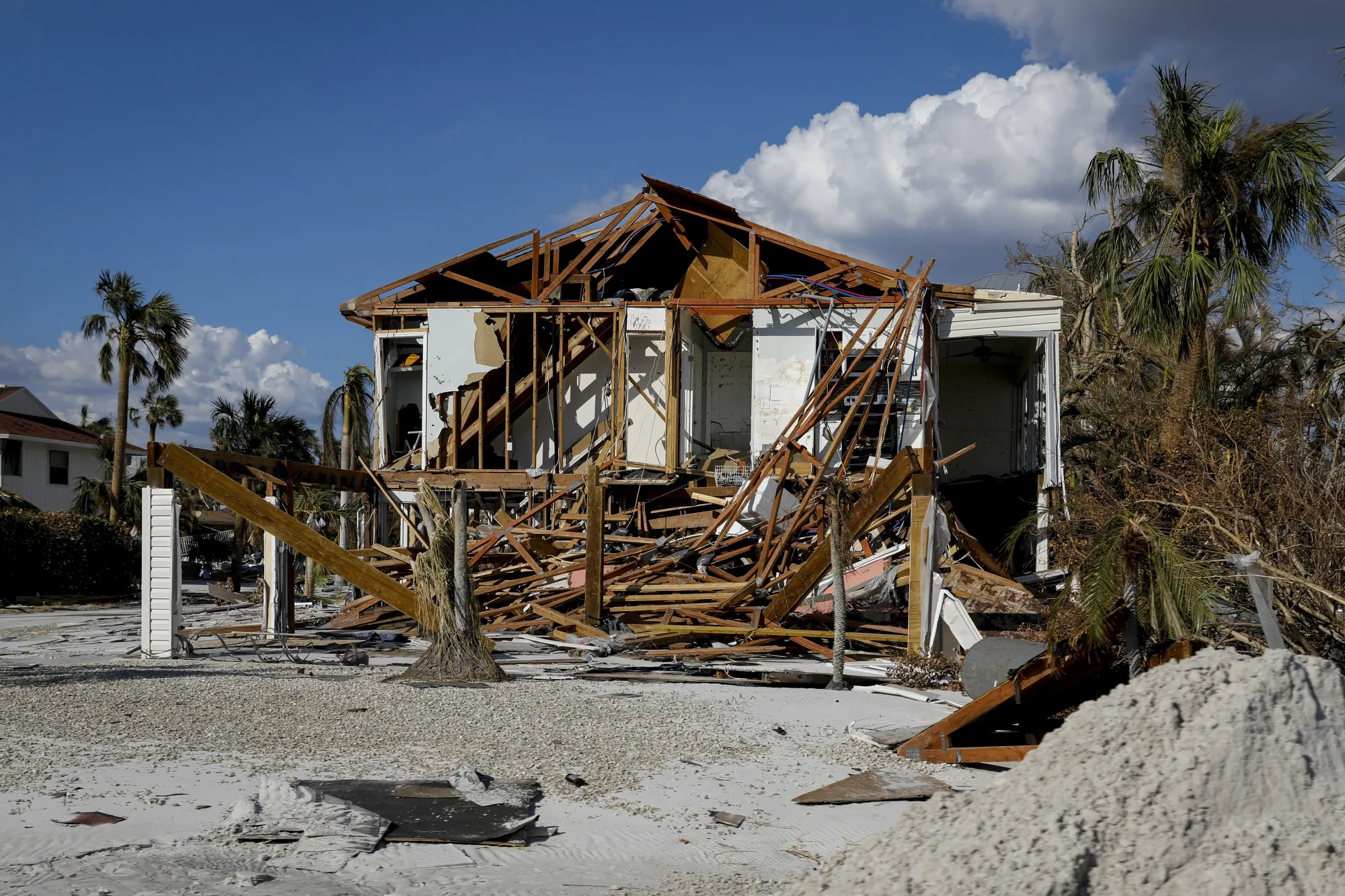 A destroyed house following Hurricane Ian in Fort Myers Beach, Florida, Oct. 4, 2022.&nbsp;
