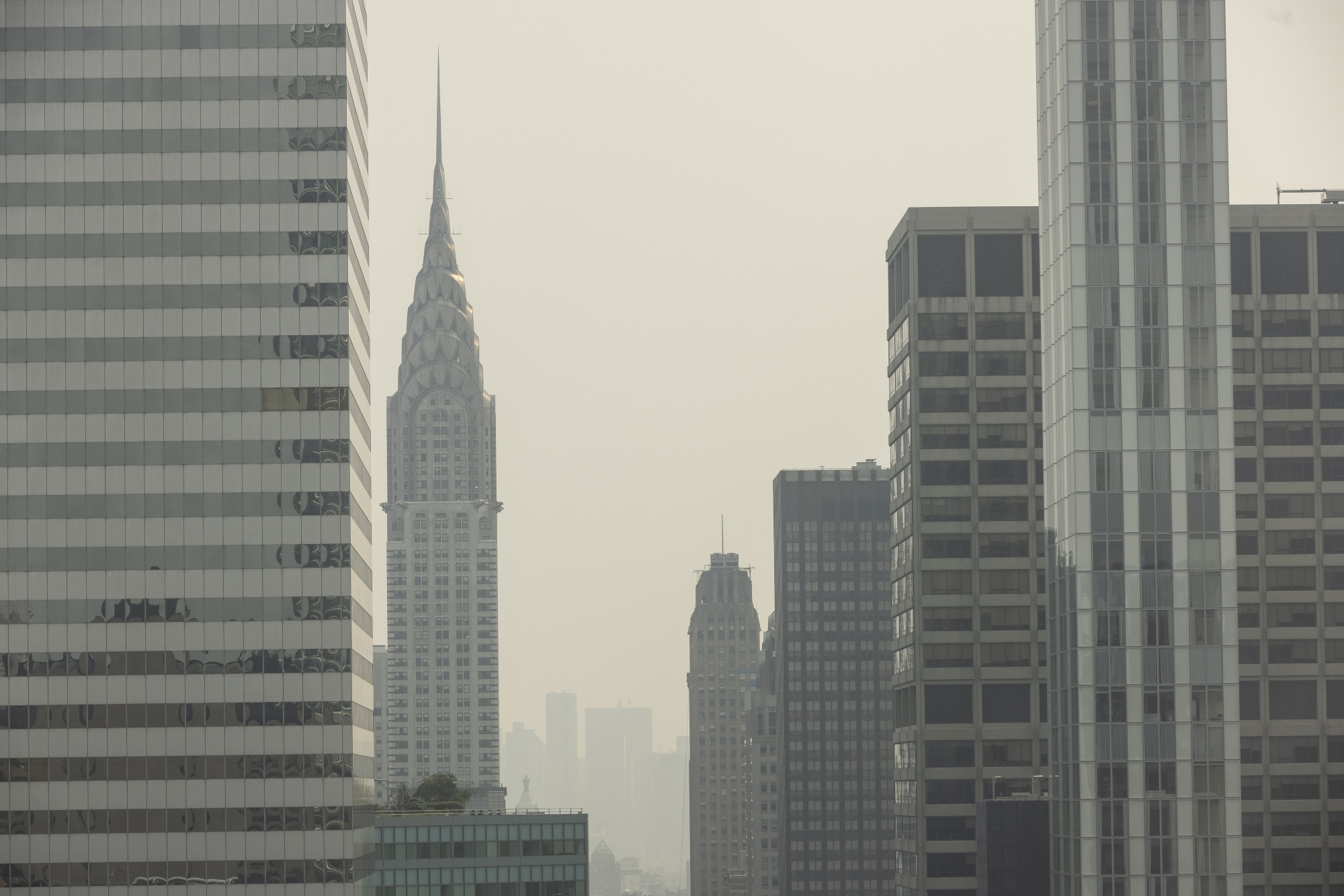The Chrysler Building,&nbsp;shrouded in smoke from last&nbsp;summer’s&nbsp;wildfires in Canada.