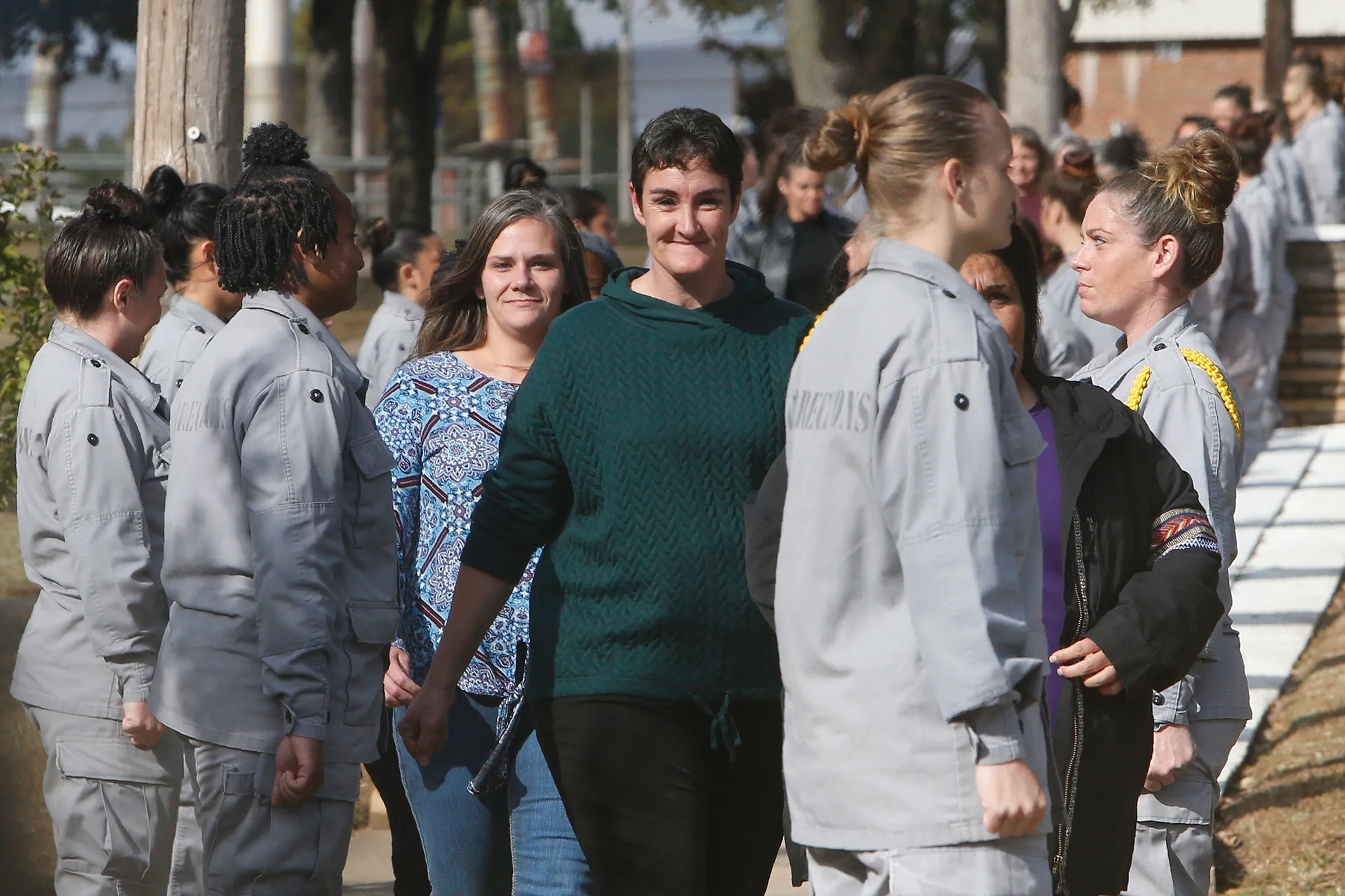 Inmates of the Eddie Warrior Correctional Center in Taft, Okla., being released on Nov. 4.