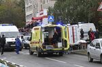 Police and paramedics at the scene of the&nbsp;shooting at school No. 88 in Izhevsk, Russia, on Sept. 26.