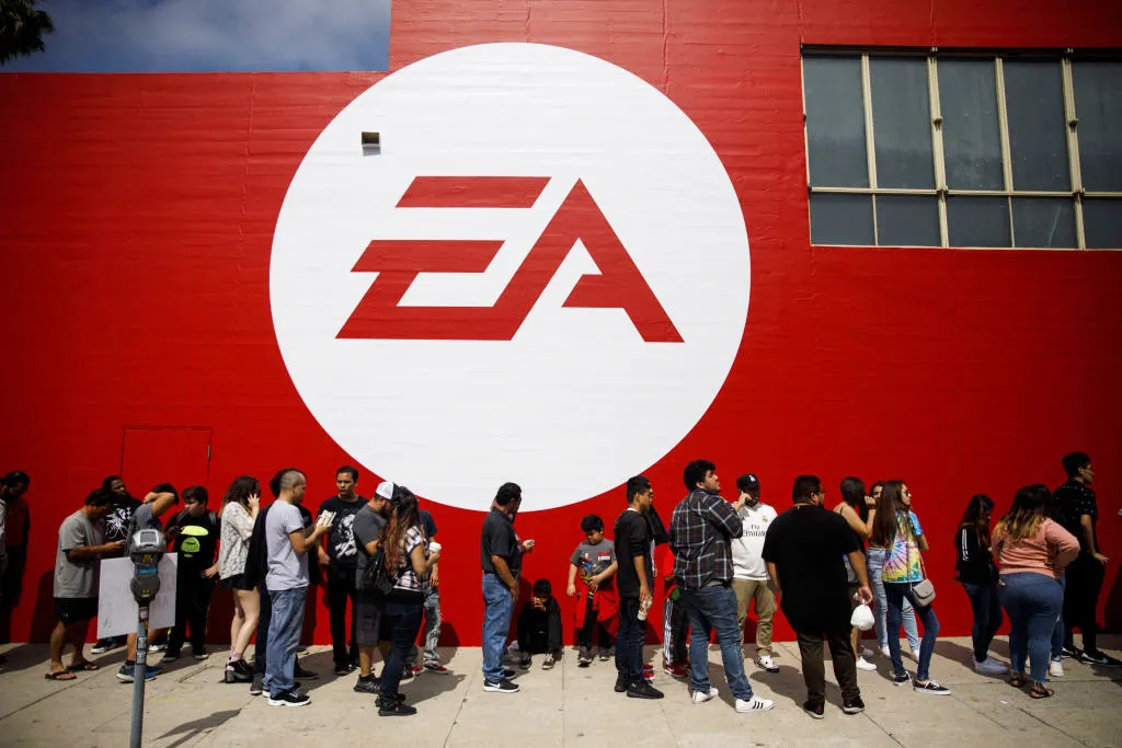 Attendees wait in line for the EA Play event in Los Angeles in 2019.