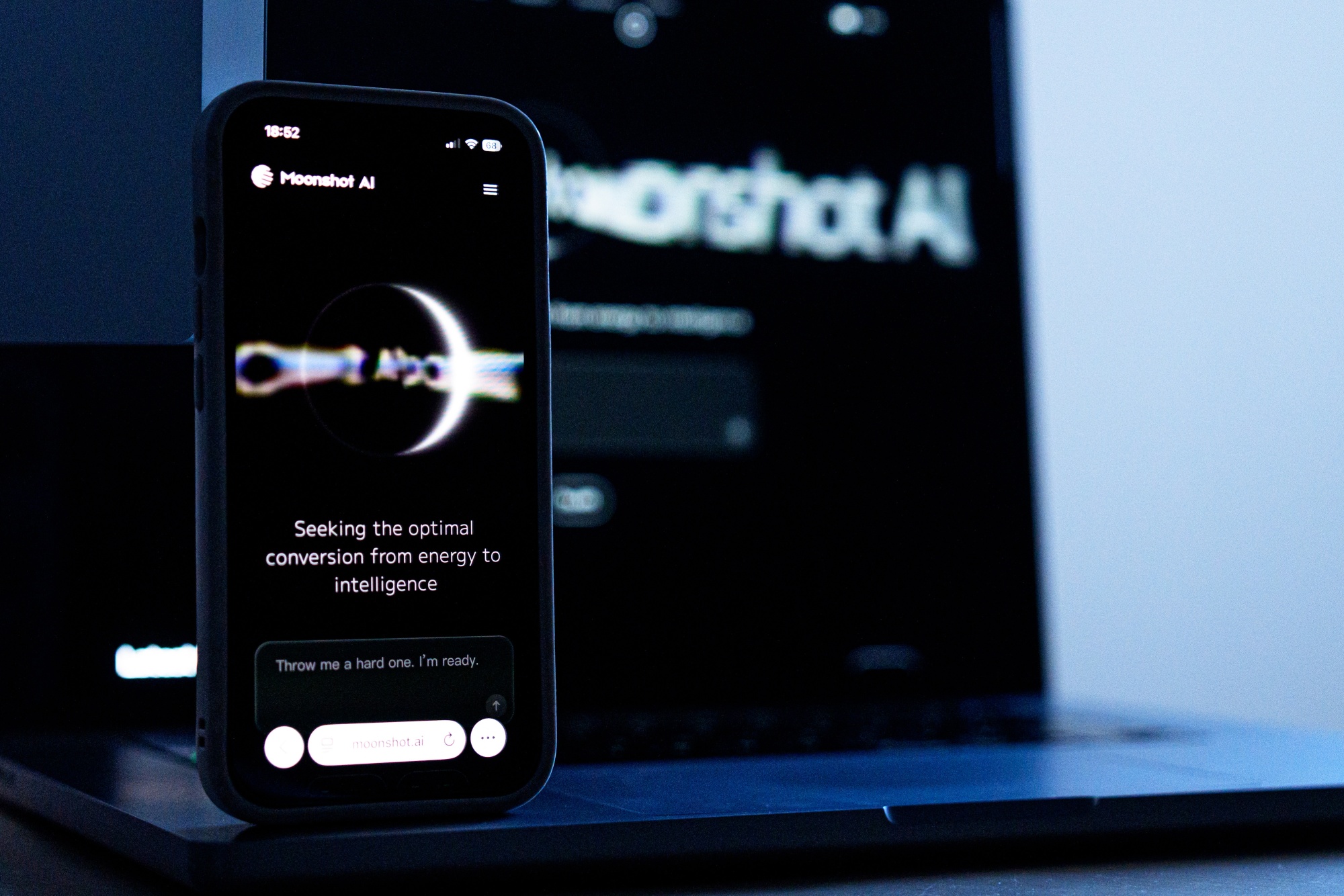 The Moonshot AI Inc. logo on a smartphone. Photographer: Lam Yik/Bloomberg