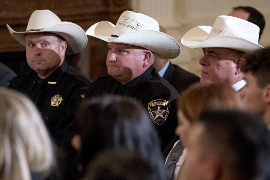 Sheriffs attend an event to salute U.S. Immigration and Customs Enforcement (ICE) officers and U.S. Customs and Border Protection (CBP) agents at the White House in August.