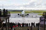 A new Airbus SE A220 narrow-body passenger jet unveiling by Air-France-KLM at Paris Charles de Gaulle airport in Paris. 