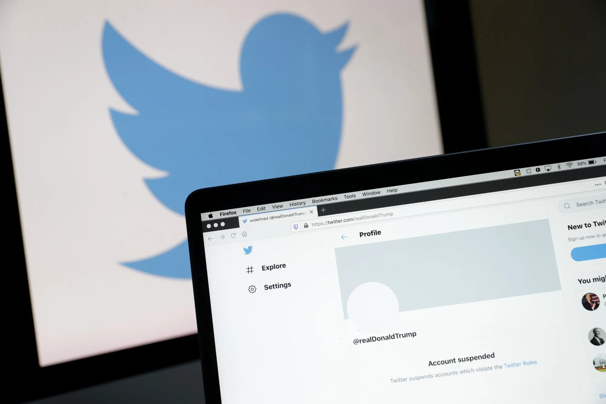 Donald Trump’s suspended Twitter account.