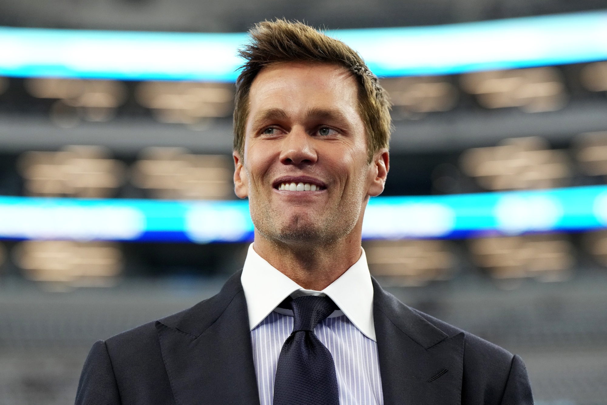 Tom Brady looks on prior to the game at AT&amp;T Stadium on September 15, 2024 in Arlington, Texas.
