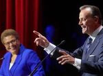 Karen Bass and Rick Caruso