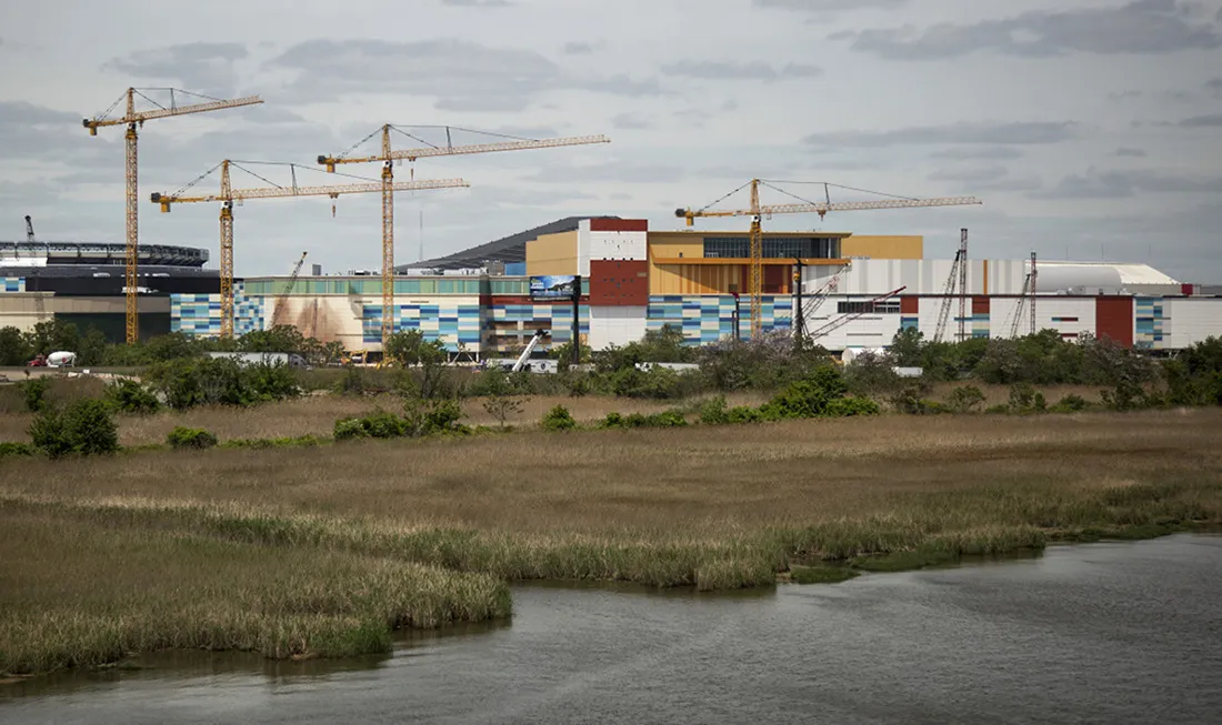 Cranes stand above the American Dream in East Rutherford, New Jersey, on May 20, 2015.
