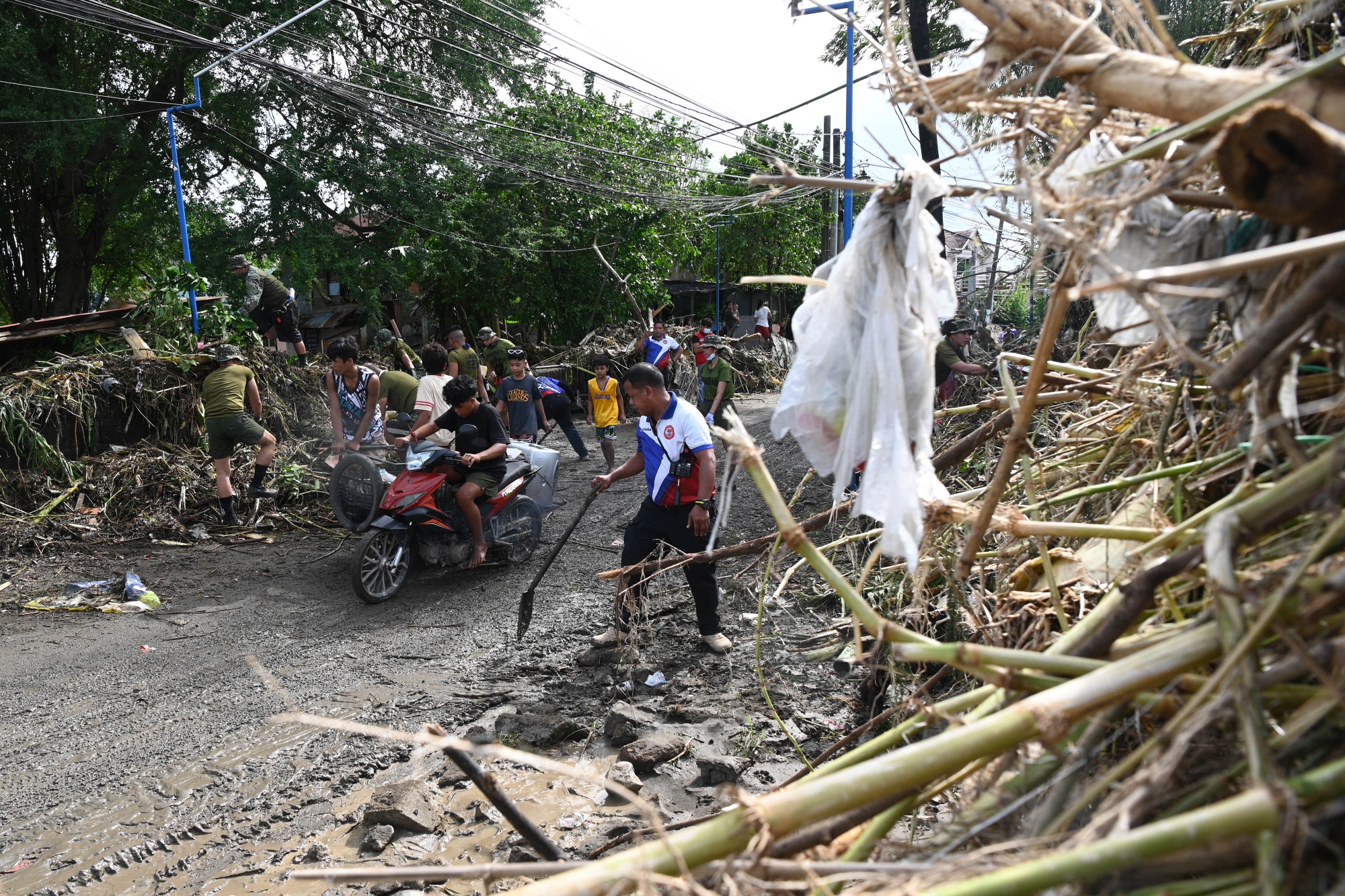 Debris washed on the side of a road in Cavite province, after Tropical Storm Nalgae hit, on Oct. 31.