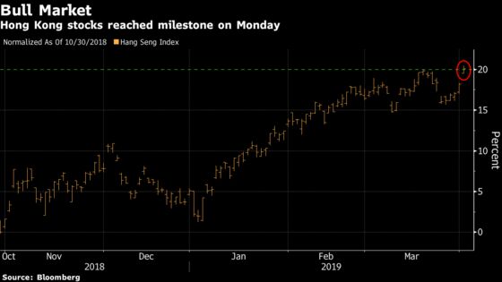 Hong Kong Stocks Enter Bull Market After Best Quarter Since '09